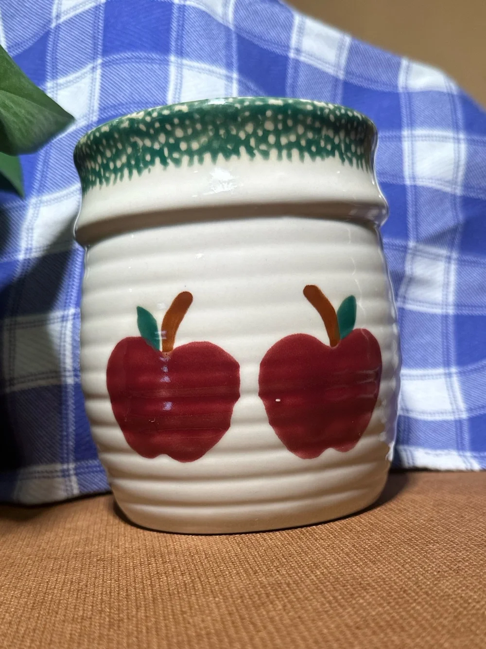 Hand-Painted Apple Ceramic Canister - Red Apples